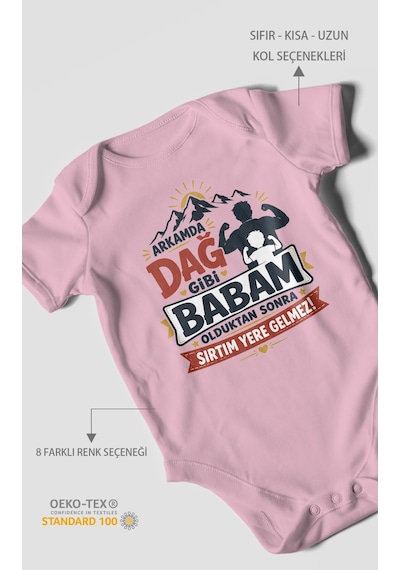 Morivokids Babaya Özel Kısa Kollu Bebek Body %100 Pamuk Zbn209-kk Koyu Pembe