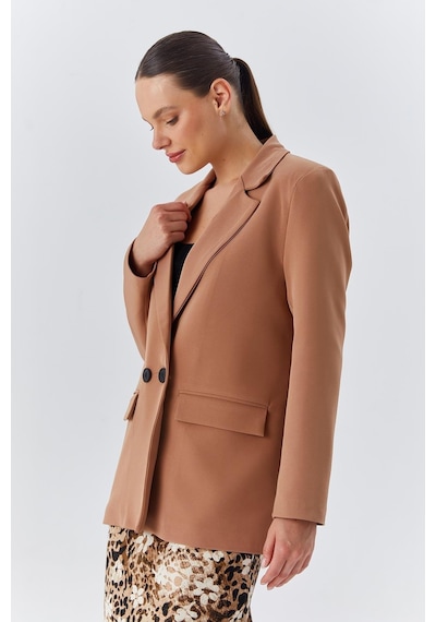 Mixray 4139 Kadın Oversize Blazer Ceket Vizon