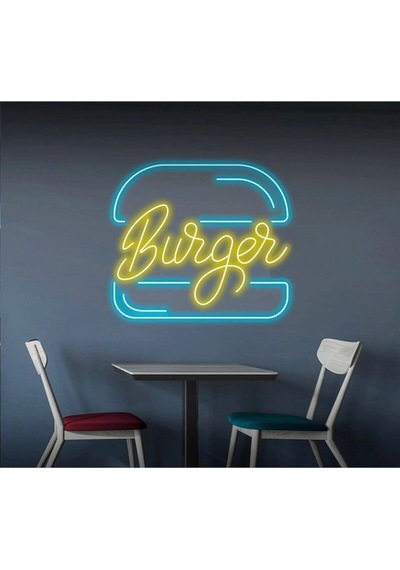 Burger Yazılı Ve Şekilli Neon Tabela Sarı