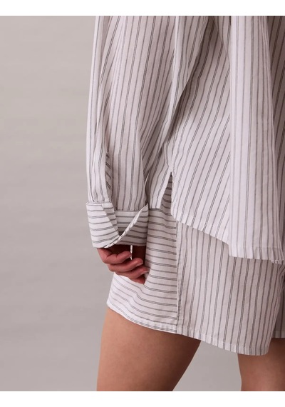 Calvin Klein Cotton Poplın Shırt Beyaz Kadın Pijama Gömleği