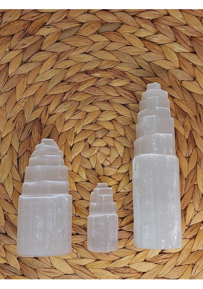 Selenit Taşı Üçlü Kule Set 6-10-15cm