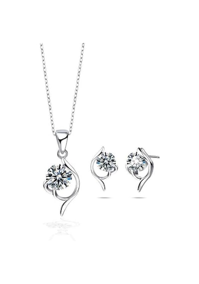 Brezza Lusso Jewelry Gümüş Zirkon Taşlı Kolye Küpe Set