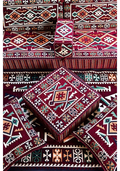 Şark Köşesi Takımı Bordo Anadolu Modeli 18 Parça 20 Cm Minder Kalınlığı Bordo