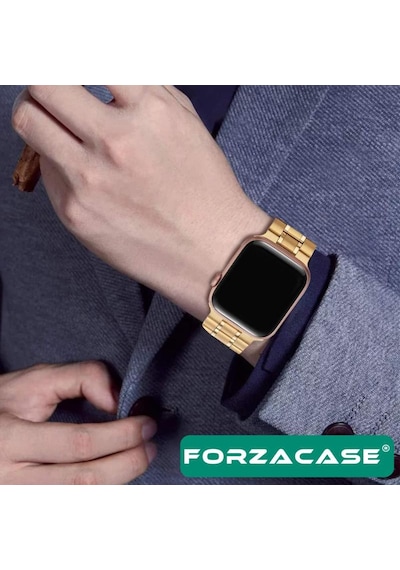 Forzacase Apple Uyumlu  Watch 10 Series 46mm İle Metal Bakla Kordon Kayış - Fc179 Gümüş