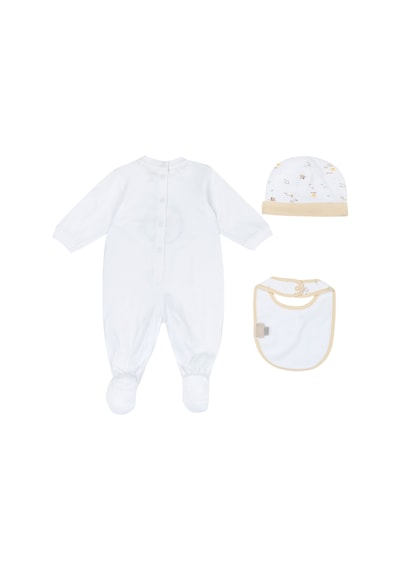 Chicco Kız Bebek Tulum, Şapka Ve Önlük Hediye Seti 09102093000000 000033 Beyaz