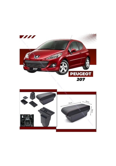 Peugeot 207 2010-2020 Sürgülü Kolçak Kol Dayama 2 Adet Usb Li Araca Özel Delmesiz Vidasız Montaj