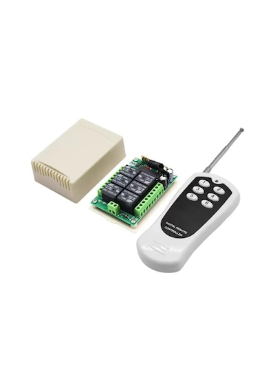12V 433MHz 6 Kanallı Kablosuz Kumandalı RF Alıcılı Röle Modülü (Kutulu)