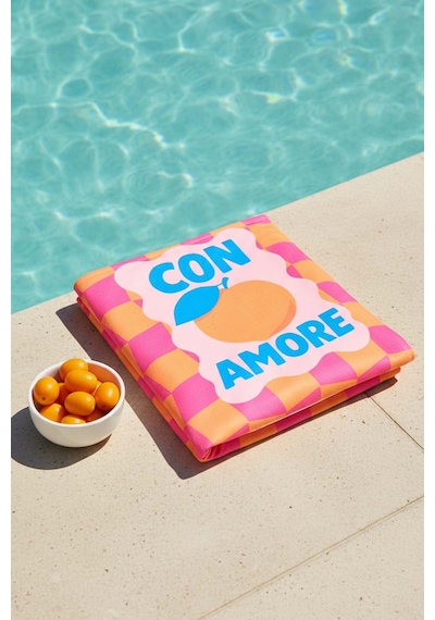 Con Amore Çizgili Plaj Havlusu 70x150 Cm Pembe