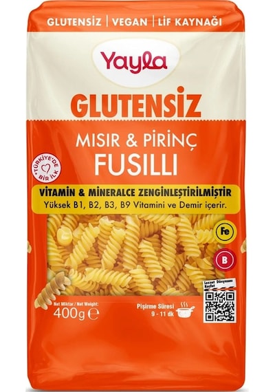 Yayla Glutensiz Vitamin Ve Mineralce Zengin Mısır Ve Pirinç Fusilli Makarna