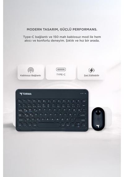 Bluetooth Kablosuz Klavye Mouse Seti Tmk08 Siyah Bilgisayar Eşyası Ofis Aracı Masa Aksesuarı Diğer