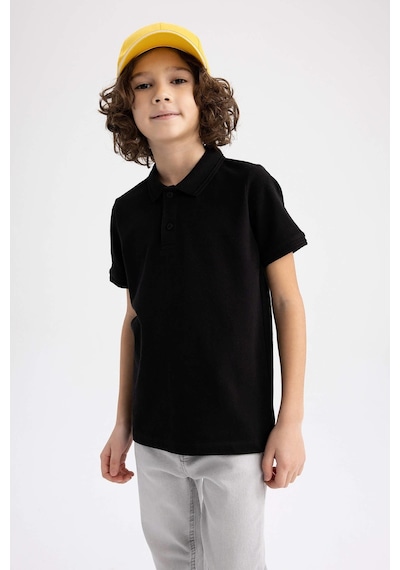 Defacto K1689a6 Erkek Çocuk Polo Yaka T-shirt K1689A6-R4306 Siyah