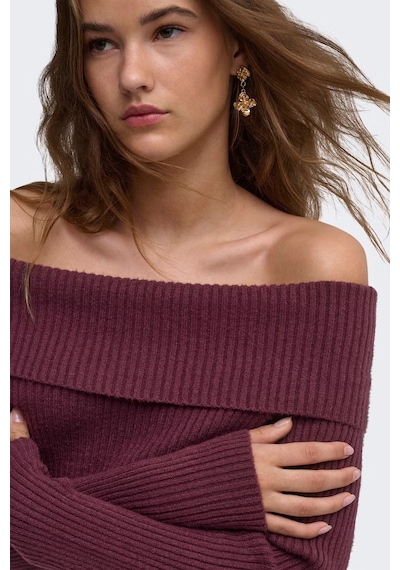 Only Onlkatia Regular Fit Madonna Yaka Kazak Kadın Kazak 15311830 Bordo