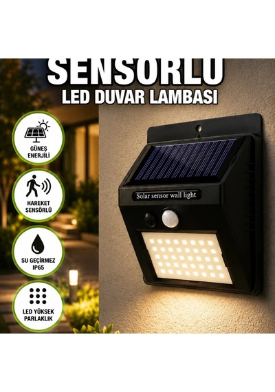 Güneş Enerjili Sensörlü Led Duvar Lambası Ip65 Dış Mekan Aydınlatma