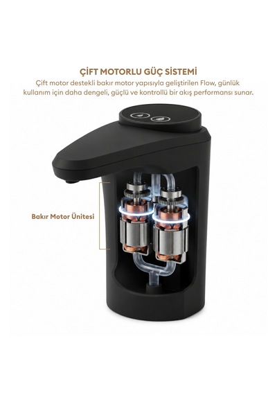Pizen Flow Usb Şarjlı Otomatik Damacana Su Pompası Tds Ölçer 250ml 500ml 1l 2l Ölçü Özellikli Siyah
