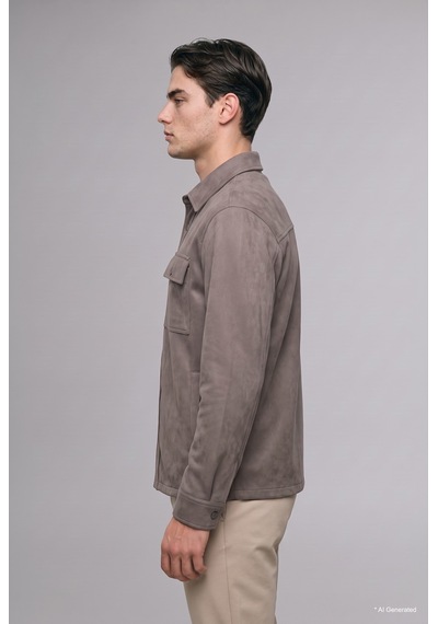 Defacto Regular Fit Polo Yaka Cepli Süet Gömlek Ceket A5110ax26wnkh466 Haki-kh466