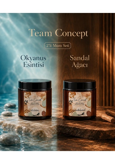 Kokulu Mum 2'li Set - Soya Mum Hediye Seti, Sandalağacı Ve Okyanus Aromalı Amber Kavanoz Mumlar -%100 Doğal Soya Wax Diğer
