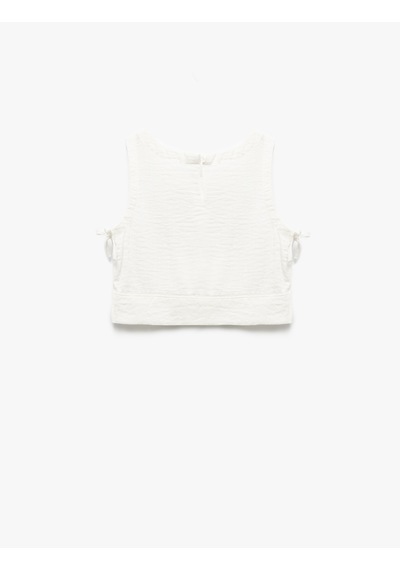 Koton Bisiklet Yaka Dokulu Kolsuz Crop Bluz Beyaz 5skg60140aw Beyaz