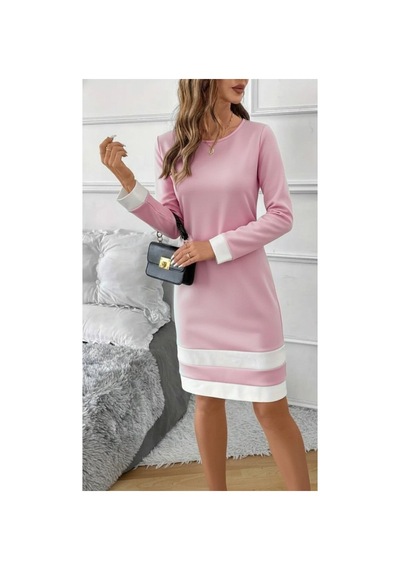 Butik İstanbul Kadın Uzun Kollu Yuvarlak Yaka Etek Ucu Şerit Detaylı Mini Dalgıç Elbise Pembe Butik İstanbul Kadın Uzun Kollu Yuvarlak Yaka Etek Ucu Şerit Detaylı Mini Dalgıç Elbise Pembe