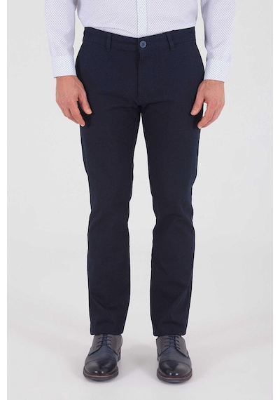 Yazı Klasik Fit Likralı Erkek Kanvas Pantolon-7079 Lacivert