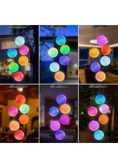 Coverzone Solar Garden Lights Hanging Eva Ball Güneş Enerjili Asılabilir Bahçe Aydınlatma Ip44 Dış Mekan Dekorati Çok Renkli