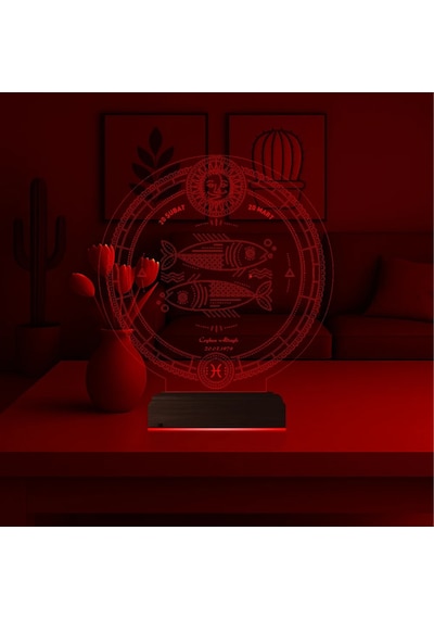 Luvivia Astroloji Balık Burcu Kişiye Özel 3d Lamba - Masa Gece Lambası