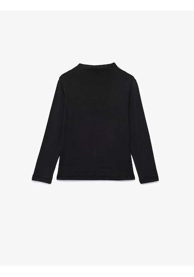 Koton Dik Yaka Modal Karışımlı Uzun Kollu Slim Fit Tişört Siyah 7wkg10187ak