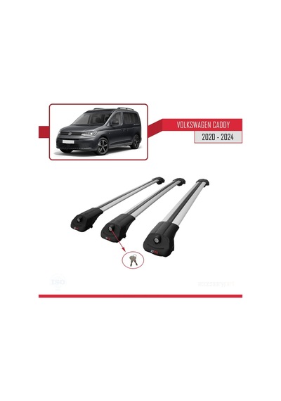 Volkswagen Caddy 2020 Ve Sonrası İle Uyumlu Ace-1 Ara Atkı Tavan Barı Gri 3 Adet Bar