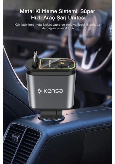Ü 1 Arada 70w Araç Şarj Cihazı Type-c + Lightning Usb-c & Usb-a Led Atmosfer Işığı 180 70w Car Charger
