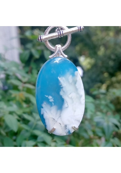 2438 Oval Tüy Akik Mavi Kuvars Ay Taşı Hematit Düğümlü El Yapımı Kolye Çok Renkli