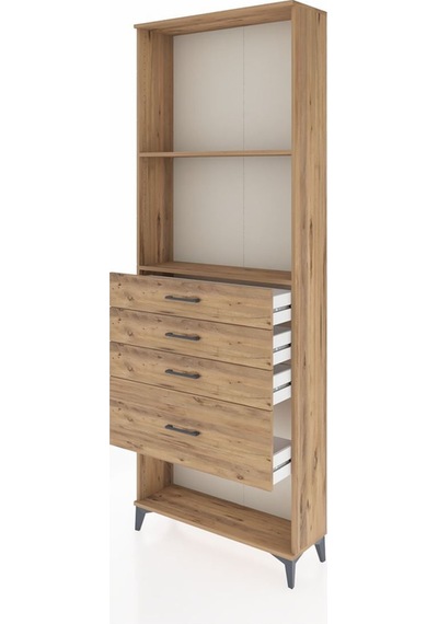 Arges Dolap 2 Raflı 4 Çekmeceli 88x30x243 Çam-çam Atlas Çam