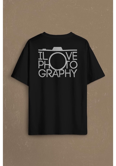 I Love Photography Fotoğrafçı Canon Nikon Sırt Ön Baskılı Oversize Tişört Unisex T-shirt 001