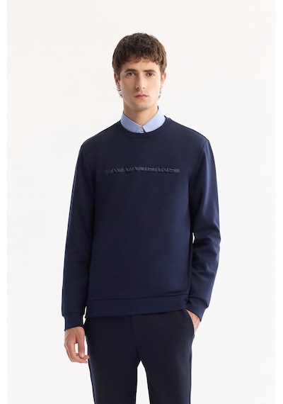Avva Erkek Lacivert Bisiklet Yaka Pamuklu Bi-stretch Baskılı Regular Fit Sweatshirt A52y1210