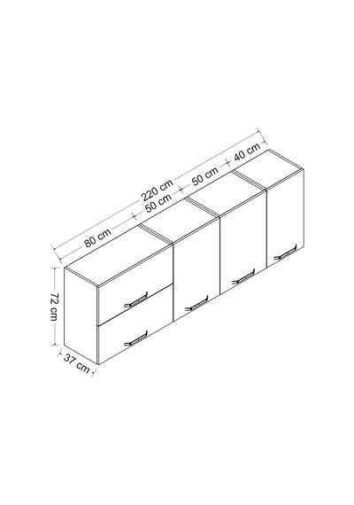 Minar 220 Cm Mutfak Dolabı Beyaz 220-b2-üst Modül