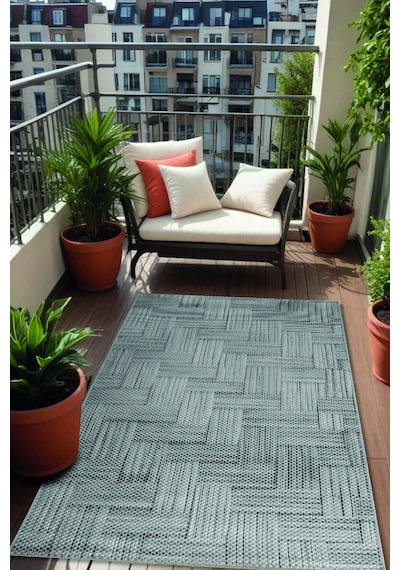 Decoser Hasır 8052 Gri Halı Kilim Kaymaz Taban Salon Mutfak Kesme Yolluk Gri