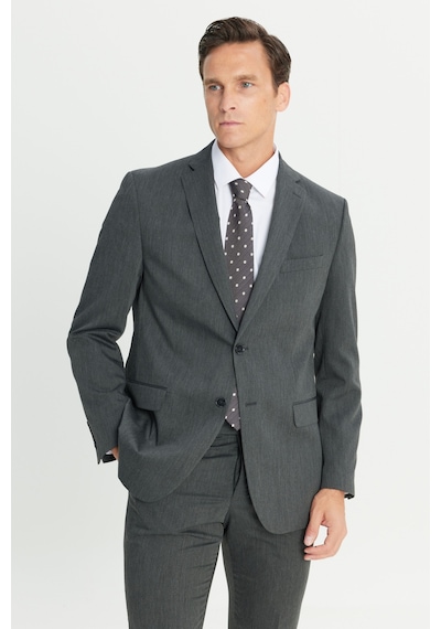 AC&Co / Altınyıldız Classics Erkek Antrasıt Slim Fit Dar Kesim Mono Yaka Takım Elbise Antrasit