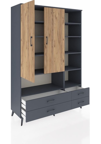 Hyperion Dolap 10 Raflı 4 Çekmeceli 2 Kapaklı 132x44x195 Antrasit-çam/antrasit Atlas Çam/antrasıt Hyperion Dolap 10 Raflı 4 Çekmeceli 2 Kapaklı 132x44x195 Antrasit-çam/antrasit Atlas Çam/antrasıt