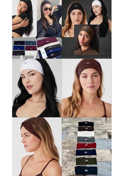 Yoga Saç Bandı Bandana Aloyazılı Lacivert Saç Bandı - Bandana - Lacivert Saç Bantı Açık Kahverengi