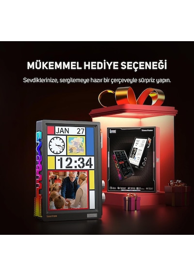 Ayrex Divoom Times Frame-10.1 İnç Dijital Resim Çerçevesi Şeffaf Ips Akıllı Linux Os Rgbled Döner Düğme Wifi 64 Diğer
