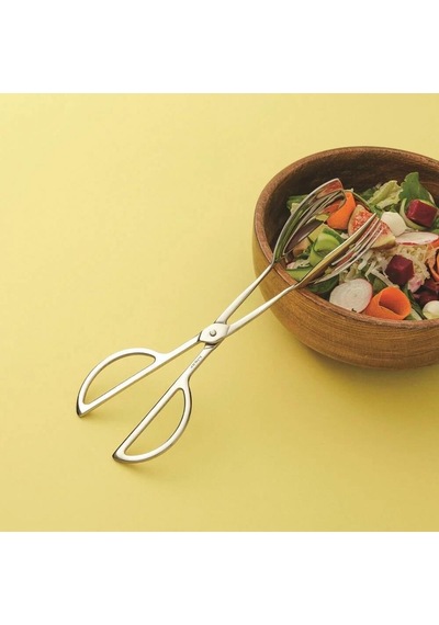 Hisar Ay Salata Servis Çatal Maşası - Makas Maşa Paslanmaz Çelik