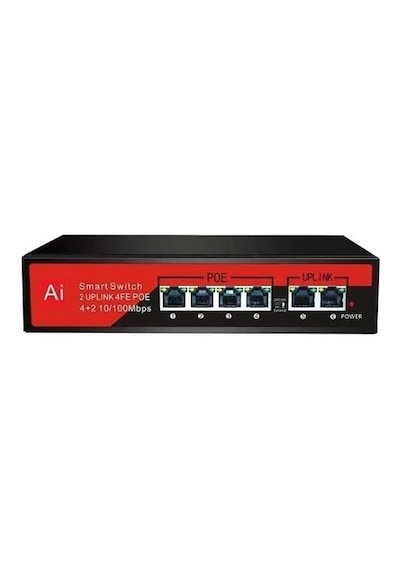Ezcool EZ-04PSE 4XFE+2XFE Yönetilemez Poe Switch 65W