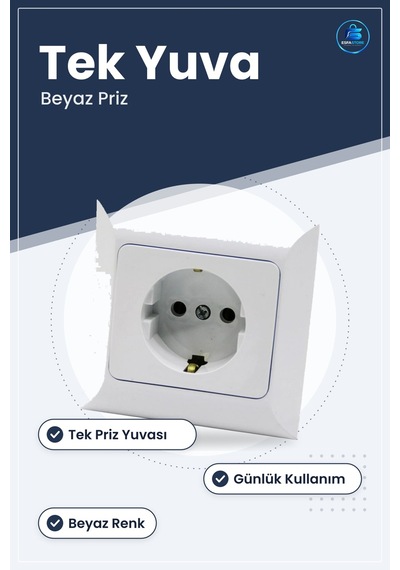 Normal Priz Beyaz Duvar Tipi Elektrik Tesisat Malzemesi Ev Ofis M