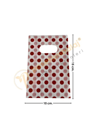 Bordo Yuvarlak Desenli Takı Poşeti 10x15 Cm Hediyelik