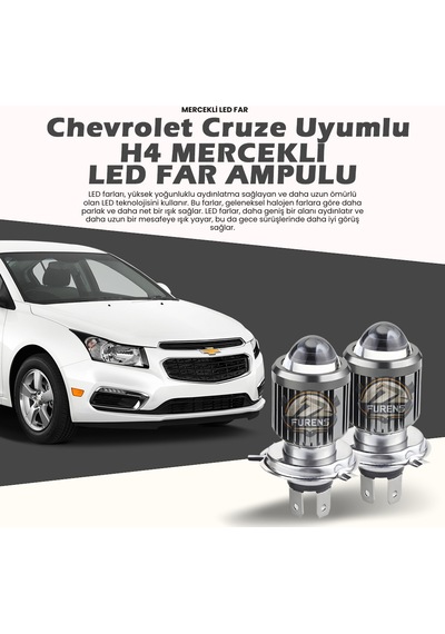 Chevrolet Cruze Mercek Led Xenon Şimşek Etkili Oto Ampul Tek Renk Beyaz