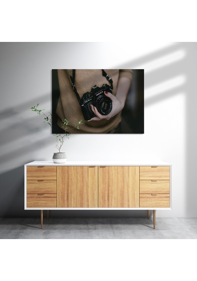 Cakasepetim Kadın Ve Fotoğraf Makinesi Ahşap Mdf Tablo