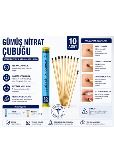 Gümüş Çubuğu 10 Adet Tek Kullanımlık Medikal Uygulama Çubuğu