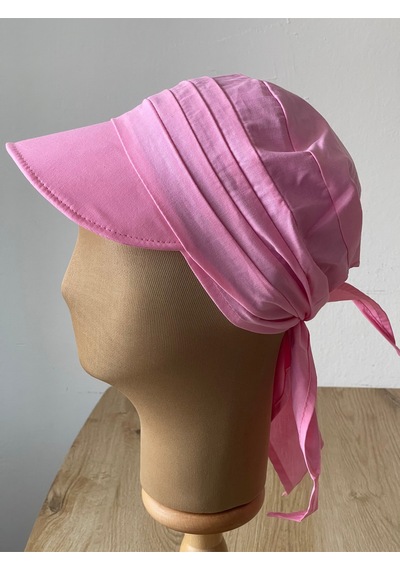 Safari Kadın Şapkası , Bağlamalı Eşarplı Şapka Plaj Şapkası Siperli Bandana Şapka Pembe