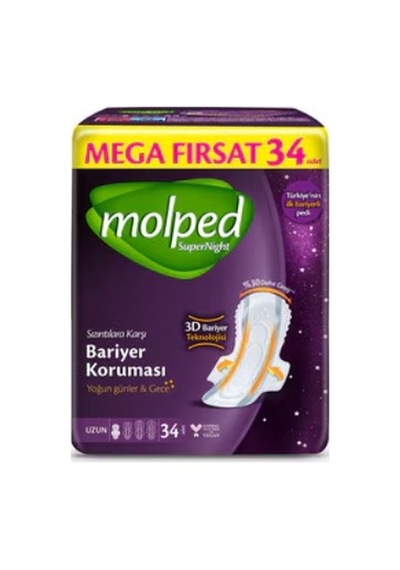 Molped Süpernight Uzun Ped Mega 34'lü