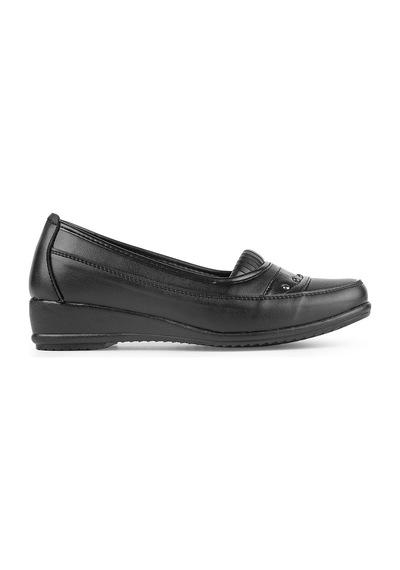 Ern Shoes Kadın Tam Ortopedik İçi Hakiki Deri Günlük Klasik Anne Ayakkabı Siyah