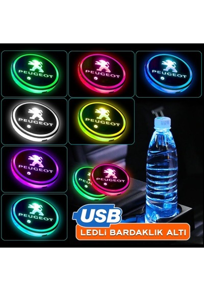 Peugeot Uyumlu Ledli Bardaklık Altı Usb Şarjlı 2 Adet