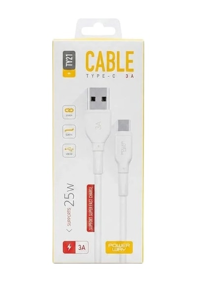 Powerway Ty21 3 Amper 25 Watt Usb To Type-c Hızlı Şarj Ve Data Kablosu